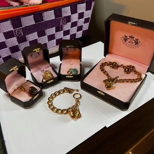 Vintage Gold Tone Juicy Couture Heart Necklace + Bracelet set
